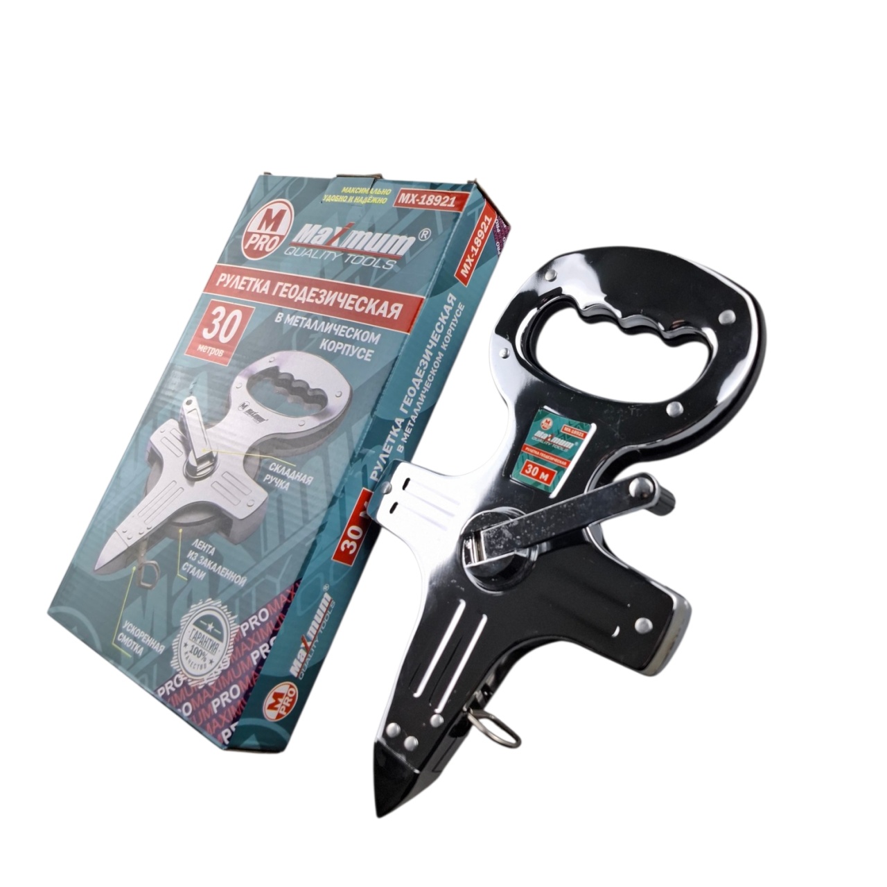 рулетка измерительная геодезическая в железном корпусе 30 м, "maximum" mx 18921 оптом